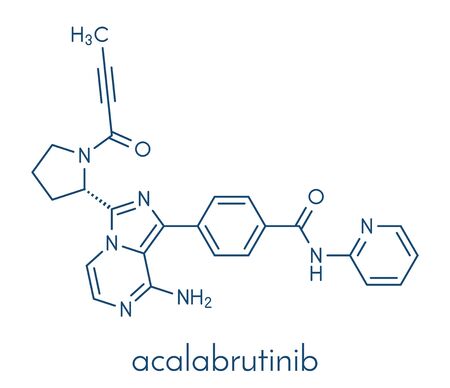Acalabrutinib cancer drug molecule. Skeletal formula.のイラスト素材