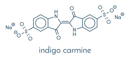 Indigo carmine (indigotine, FD&C Blue 2, E132) food colorant molecule. Skeletal formula.のイラスト素材