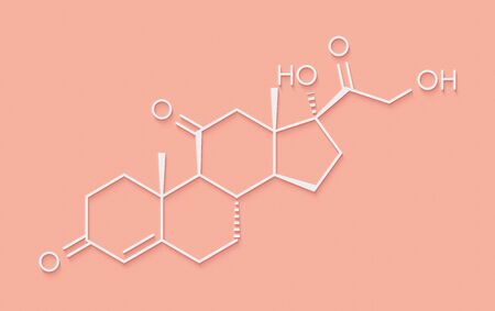 Cortisone stress hormone molecule. Skeletal formula.の写真素材