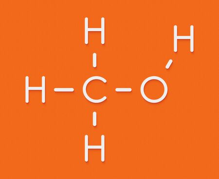Methanol (methyl alcohol, MeOH) molecule. Highly toxic. Skeletal formula.の写真素材