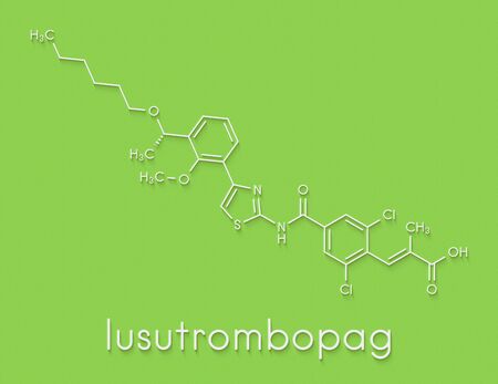 Lusutrombopag drug molecule (thrombopoietin receptor agonist). Skeletal formula.の写真素材