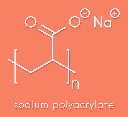 Sodium polyacrylate polymer, chemical structure. Superabsorbent polymer, also known as waterlock. Skeletal formula.