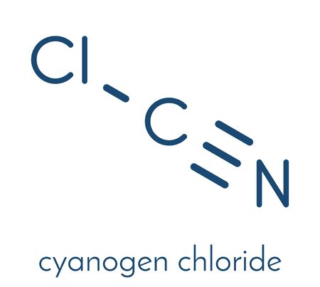 Cyanogen chloride toxic gas molecule. Skeletal formula.のイラスト素材