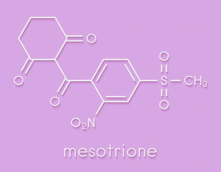 Mesotrione herbicide molecule. Skeletal formula.の写真素材