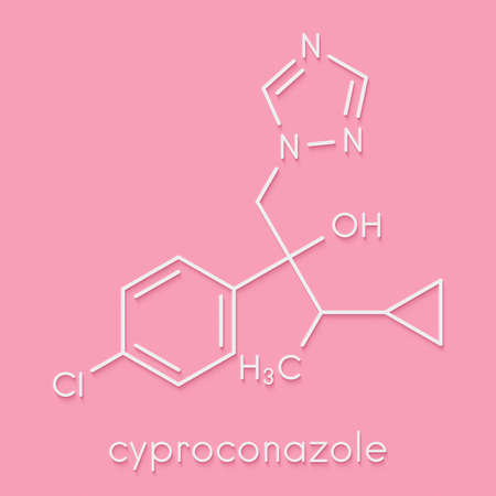 Cyproconazole fungicide molecule. Skeletal formula.の写真素材