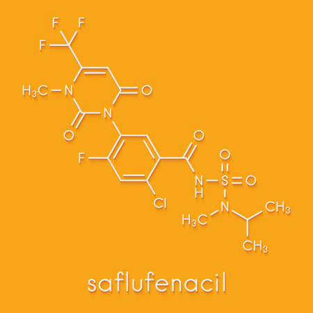 Saflufenacil herbicide molecule. Skeletal formula.の写真素材