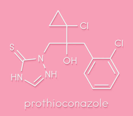Prothioconazole fungicide molecule. Skeletal formula.の写真素材