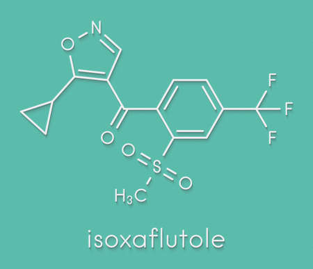 Isoxaflutole herbicide molecule. Skeletal formula.の写真素材