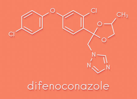 Diphenoconazole fungicide molecule. Skeletal formula.の写真素材