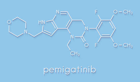 Pemigatinib cancer drug molecule Skeletal formula.の写真素材