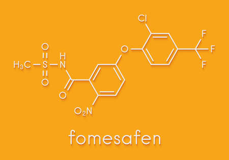 Fomesafen herbicide molecule. Skeletal formula.の写真素材