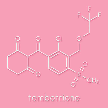 Tembotrione herbicide molecule. Skeletal formula.の写真素材