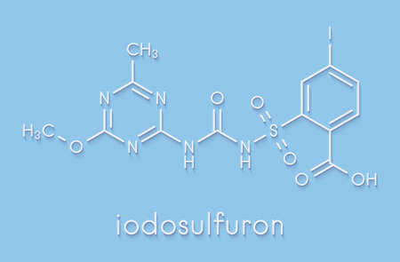 Iodosulfuron herbicide molecule. Skeletal formula.の写真素材