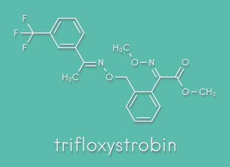 Trifloxystrobin fungicide molecule. Skeletal formula.の写真素材