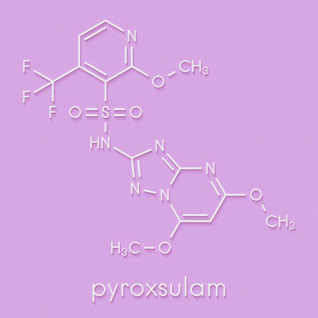 Pyroxsulam herbicide molecule. Skeletal formula.の写真素材