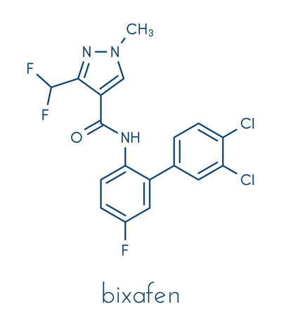 Bixafen fungicide molecule. Skeletal formula.の写真素材