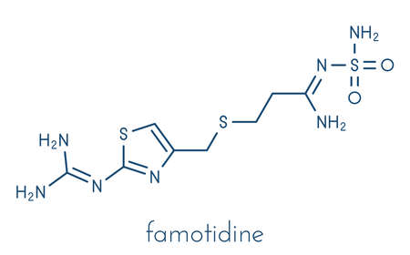 Famotidine drug molecule. Skeletal formula.の写真素材