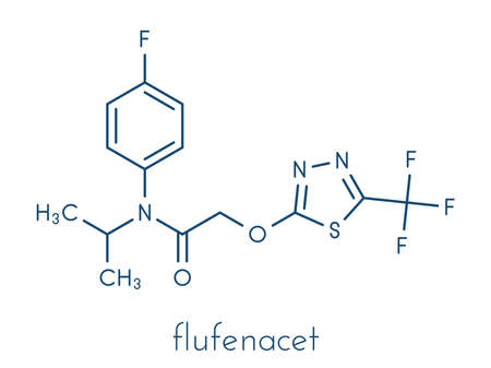 Flufenacet herbicide molecule. Skeletal formula.の写真素材