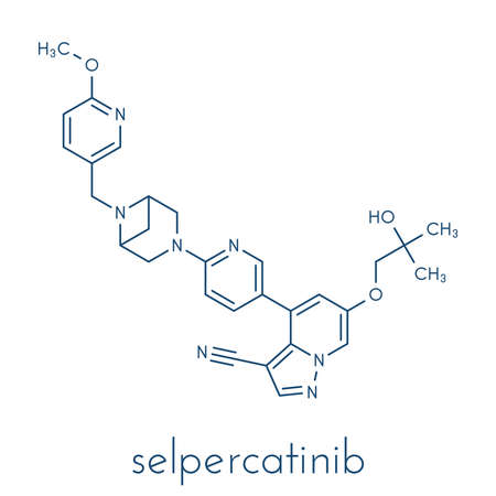 Selpercatinib cancer drug molecule. Skeletal formula.の写真素材