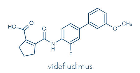 Vidofludimus drug molecule (DHODH inhibitor). Skeletal formula.の写真素材