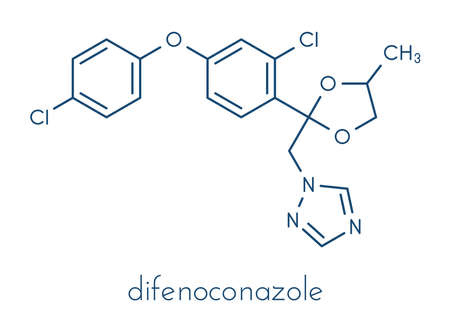 Diphenoconazole fungicide molecule. Skeletal formula.の写真素材