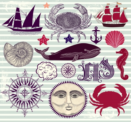  set of marine symbolsのイラスト素材