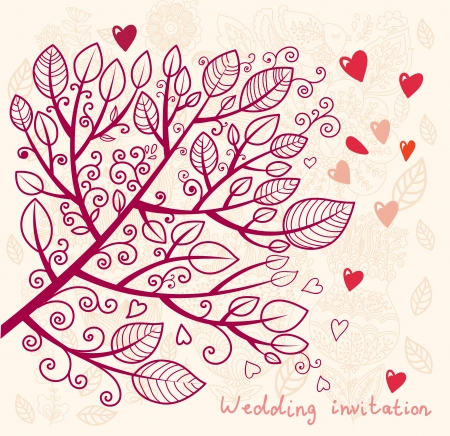 Wedding invitation  Floral pattern with treeのイラスト素材