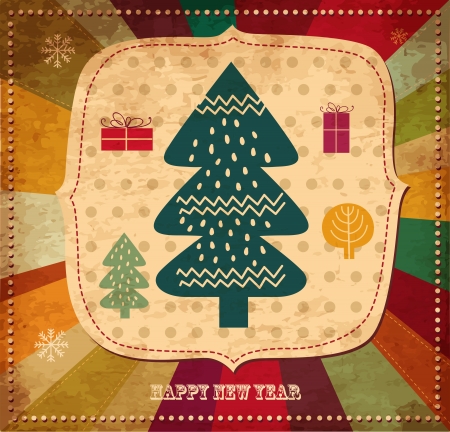 Vintage illustration with Christmas treeのイラスト素材