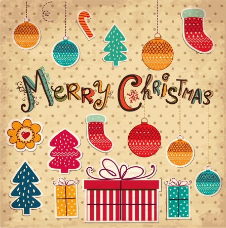 Vintage Christmas vector card with textureのイラスト素材