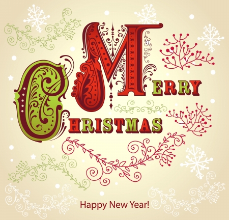Vintage Christmas cardのイラスト素材