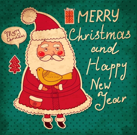 Christmas illustration with funny Santa Clausのイラスト素材