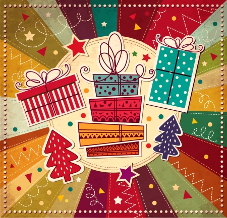 Christmas card with gift boxesのイラスト素材