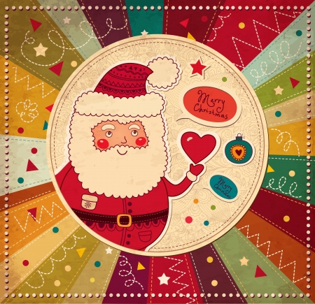 Christmas illustration with funny Santa Clausのイラスト素材