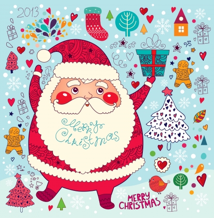 Christmas card with Santa Clausのイラスト素材