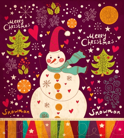 Christmas card with Snowmanのイラスト素材