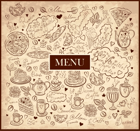 Vintage hand drawn dessert menuのイラスト素材