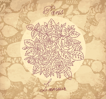 Romantic vintage floral background with rosesのイラスト素材