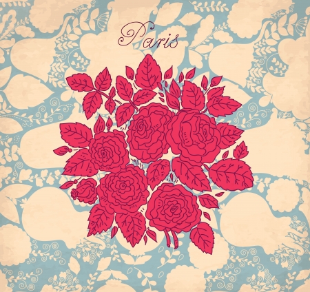 Romantic vintage floral background with rosesのイラスト素材