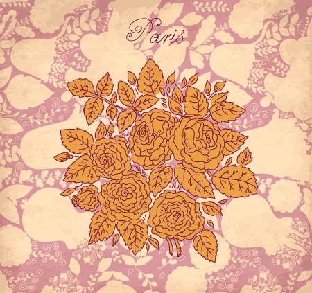 Romantic vintage floral background with rosesのイラスト素材