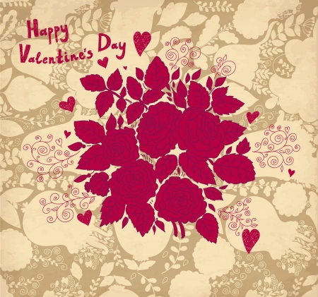 Romantic vintage floral background with rosesのイラスト素材