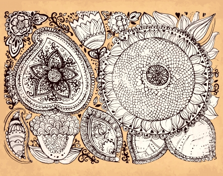 hand drawn vintage illustration with flowersのイラスト素材