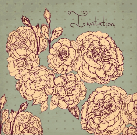 hand drawn vintage illustration with rosesのイラスト素材