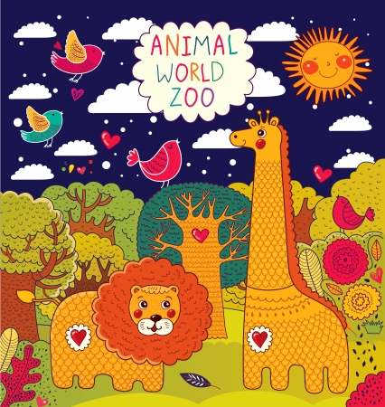 illustration with animalsのイラスト素材