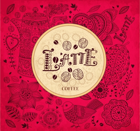 Vintage background with coffee patternのイラスト素材