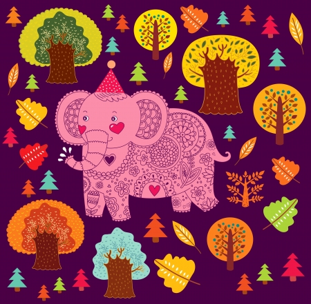 Elephant in the forestのイラスト素材