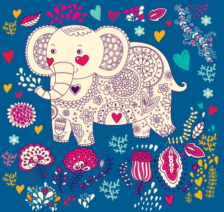 cartoon pattern with elephantのイラスト素材