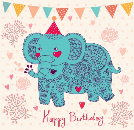  cartoon pattern with elephantのイラスト素材