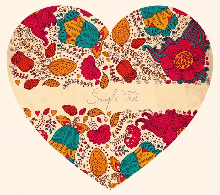 Heart with floral ornamentのイラスト素材