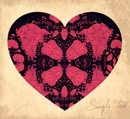 Heart with floral ornamentのイラスト素材