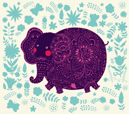 Holiday card with elephantのイラスト素材